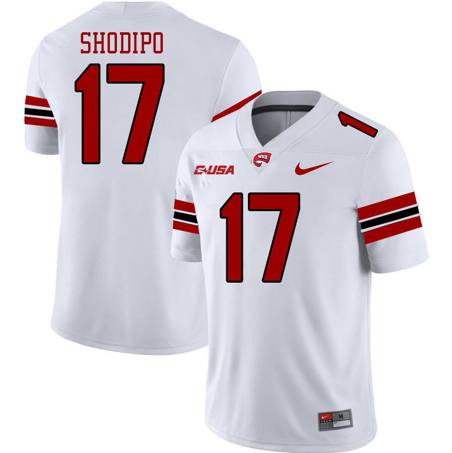 Western Kentucky Hilltoppers #17 Josh Shodipo College Football Jerseys Stitched Sale-White Western Kentucky Hilltoppers #17 Josh Shodipo College Football Jerseys Stitched Sale-White